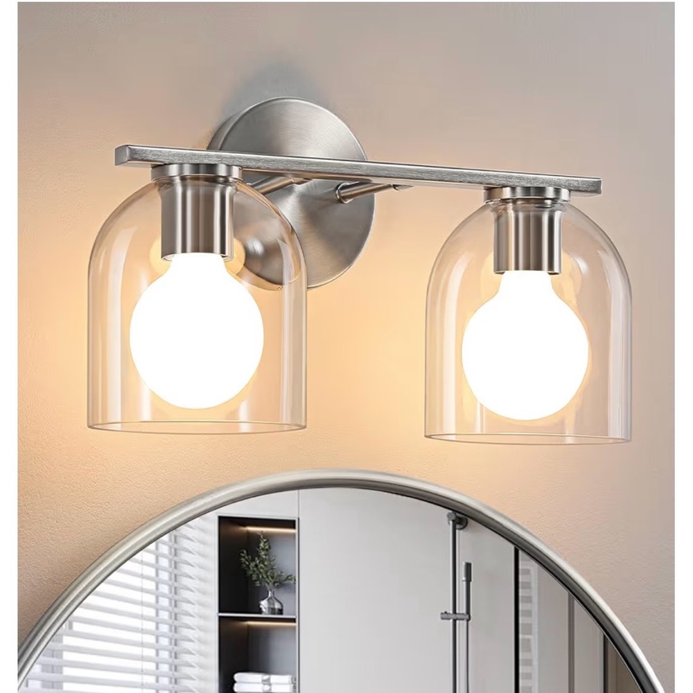 New brushed nickel 2 globe bathroom Vanity Light Fixture